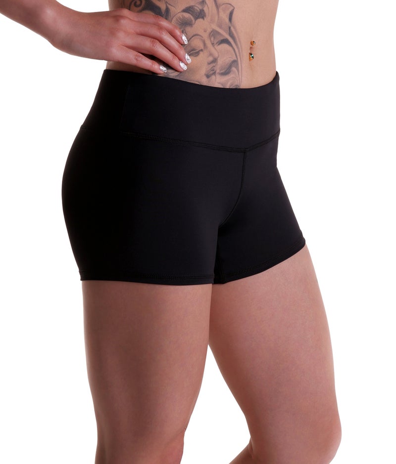 Tough Mode Women's 3" Athletic Workout Volleyball Running WOD Compression Shorts Black - Image 4